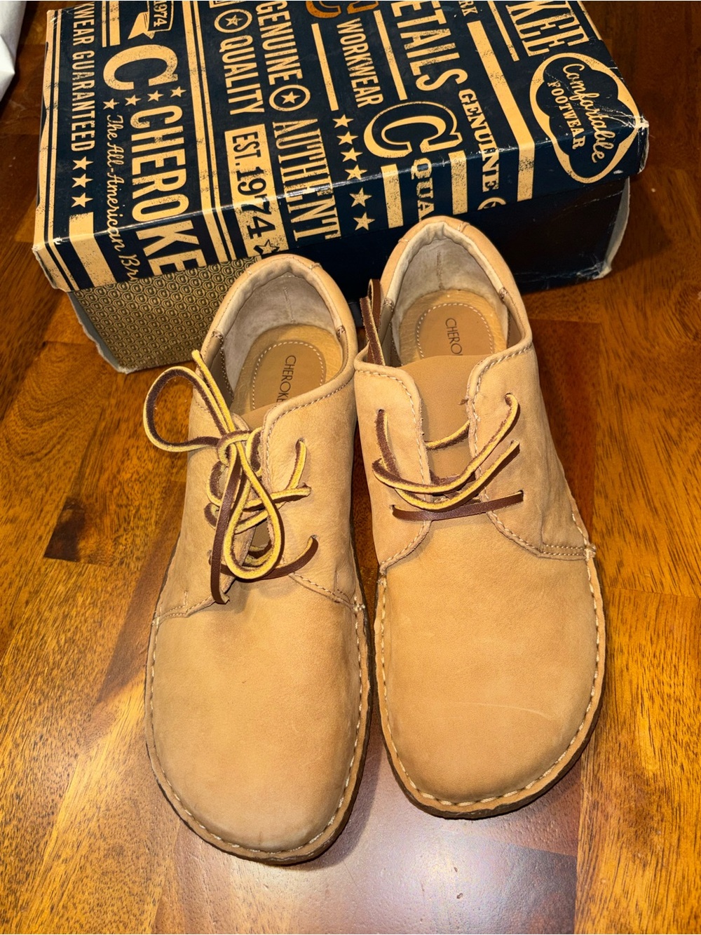 Cherokee Tan Leather Lace-Up Casual Shoe
